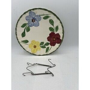 Blue Ridge Southern Potteries Dish Plate Wall Primitive Metal Hang Handpainted